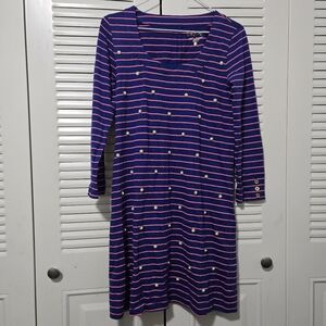 Lilly Pulitzer Merrit Dress True Blue Palm  Stripes Beaded Size XS